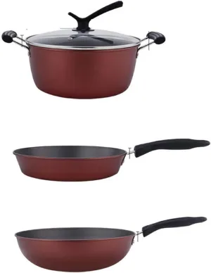 Soup Pot Daily Cooking untold Set Three Pieces Kitchen Pot Set Wok Frying Pan 