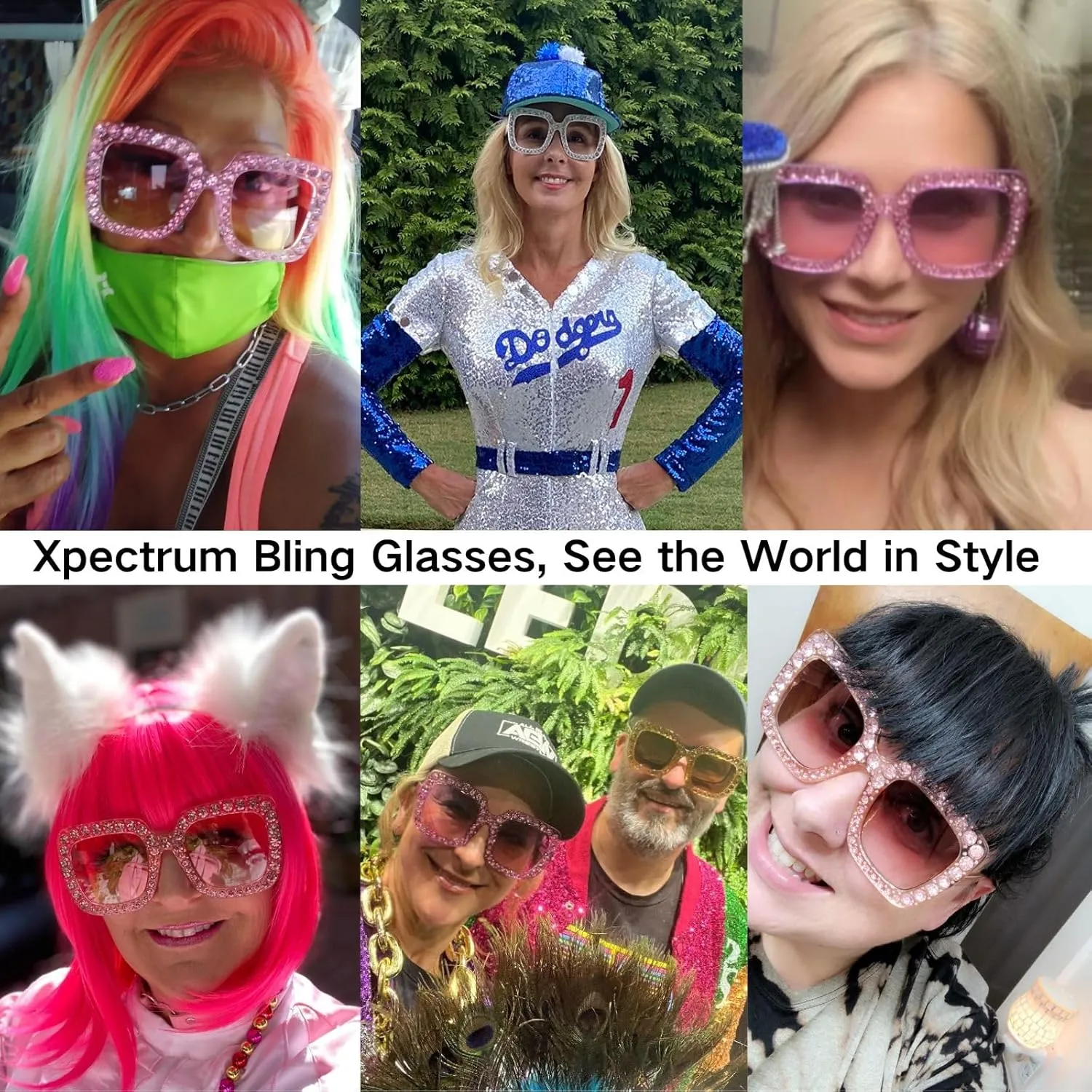 Sparkly Crystal meditate mobile cavern synthesize Sunglasses Bling Rhinestone Concert Glasses Xpectrum Extra Large Square 