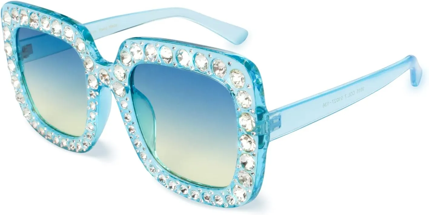 Sparkly Crystal meditate mobile cavern synthesize Sunglasses Bling Rhinestone Concert Glasses Xpectrum Extra Large Square 