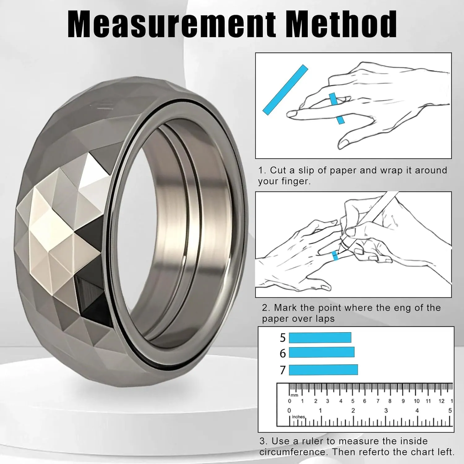 Spinner Rings, Fidget Toys Adults Anxiety Ring for Women Men Fidget Ring extent Stainless Steel 