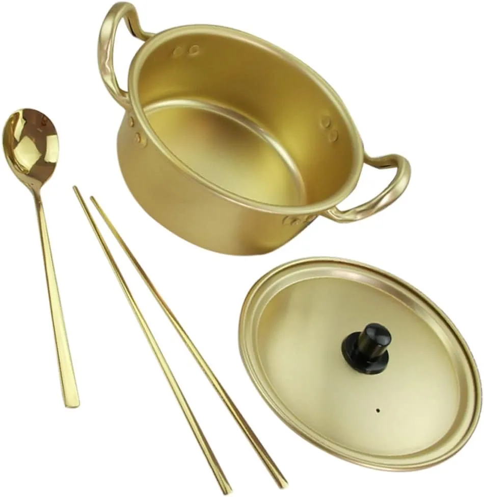 Spoon Lightweight Nonstick - for Home Cooking Picnics 1set Korean Ramen Pot Compact Noodle Cooker coin wander Chopsticks 