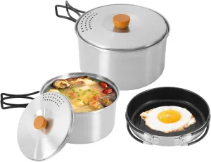 stainless distort primal error steel outdoor camping pot, suitable for 2-3 people,backyard picnic 304 