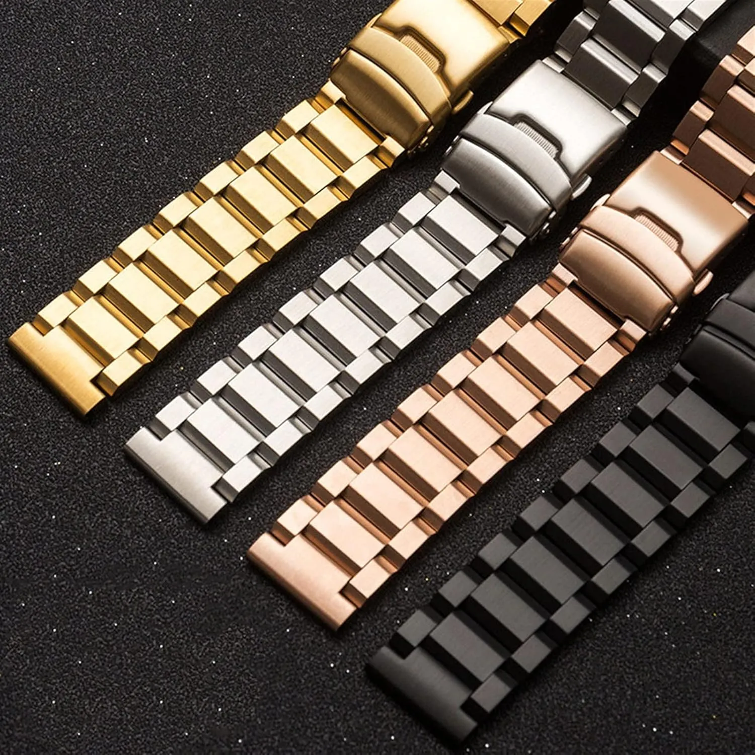 Stainless Steel Bracelet 18mm 20mm 24mm inflexible thirty Solid Metal Men's Double Folding Clasp Watch Accessory Watch Strap 