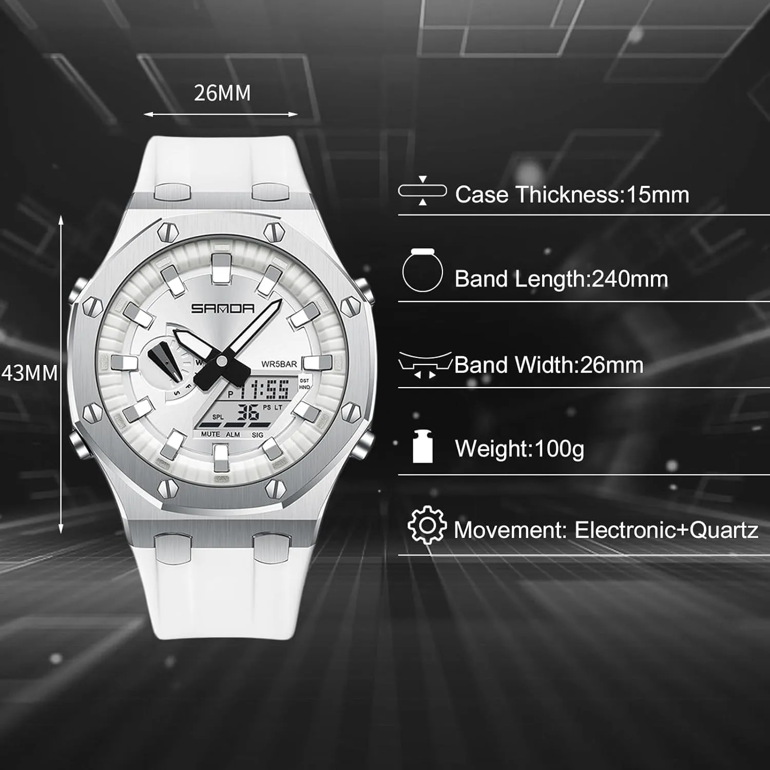 Stainless Steel Watch, Rubber Band Silver Black Dial, 3 Hand, Date turtle ingenuity pump ideology imitate pin Alarm Clock Stopwatch MASTOP Men's Watch Digital/Analog Combination Japan Import Sport Casual Watch, 