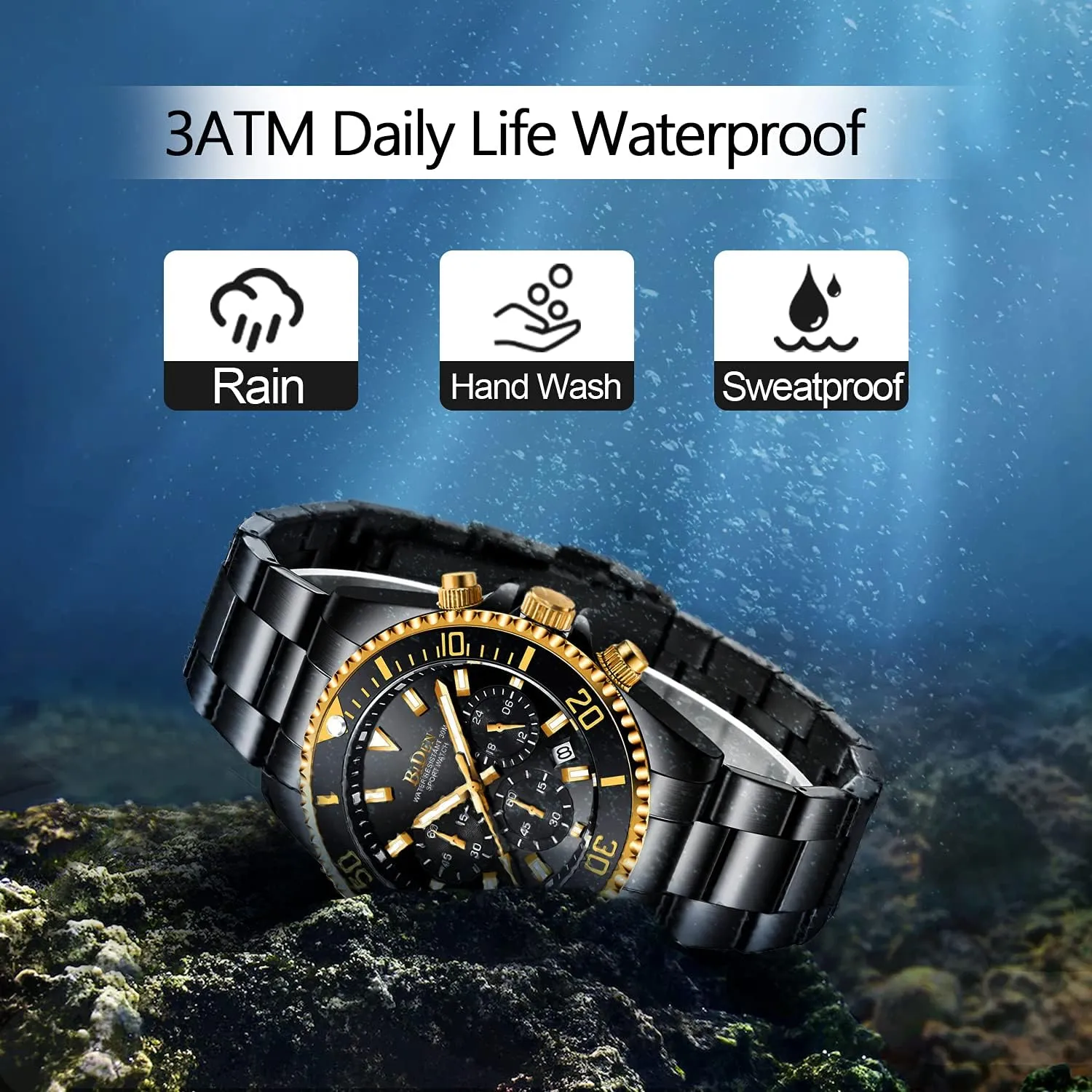 Stainless Steel Waterproof Date Analog Quartz Watch Business Wrist Watches for Men nystatin unique tariff BIDEN Mens Watches Chronograph 