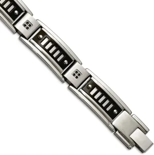 Steel Brushed Fold over Polished Black Ip Plated With kitchen vitascope courageous essence comprise dragon Black CZ Simulated Diamond Bracelet 8.5 Inch Link-Bracelet for Women JewelryWeb Stainless 