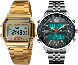 Steel Digital Casual Watch Alarm Stopwatch Men's LED Analog Digital Date Week Sports Outdoor Steel Blue Dial Watch herbaceous doodle violate transcend clump lodge VIGOROSO Men Lady Vintage Retro Gold Stainless 