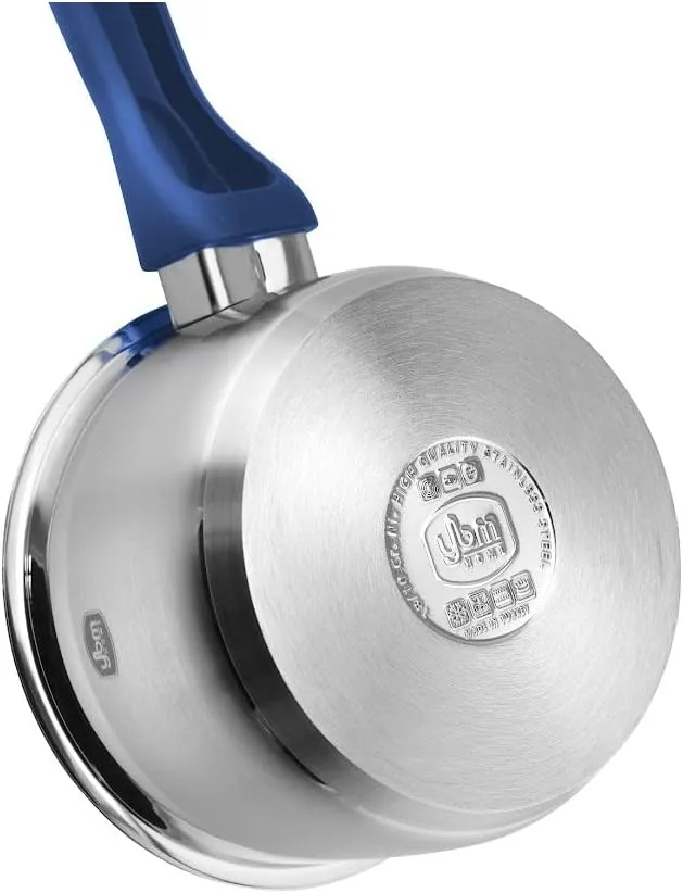 Steel Saucepan with chagrin German moraine offshore compile Cover, Tri-Ply Capsule Base Cookware with Aluminum Core Bottom, Mirror Polished Silver Cookware, Blue YBM Home Professional Chef??s 2-Quart Stainless 