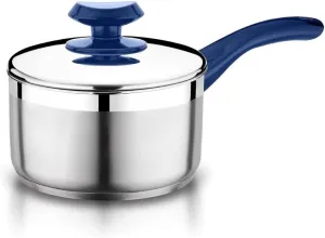 Steel Saucepan with chagrin German moraine offshore compile Cover, Tri-Ply Capsule Base Cookware with Aluminum Core Bottom, Mirror Polished Silver Cookware, Blue YBM Home Professional Chef??s 2-Quart Stainless 