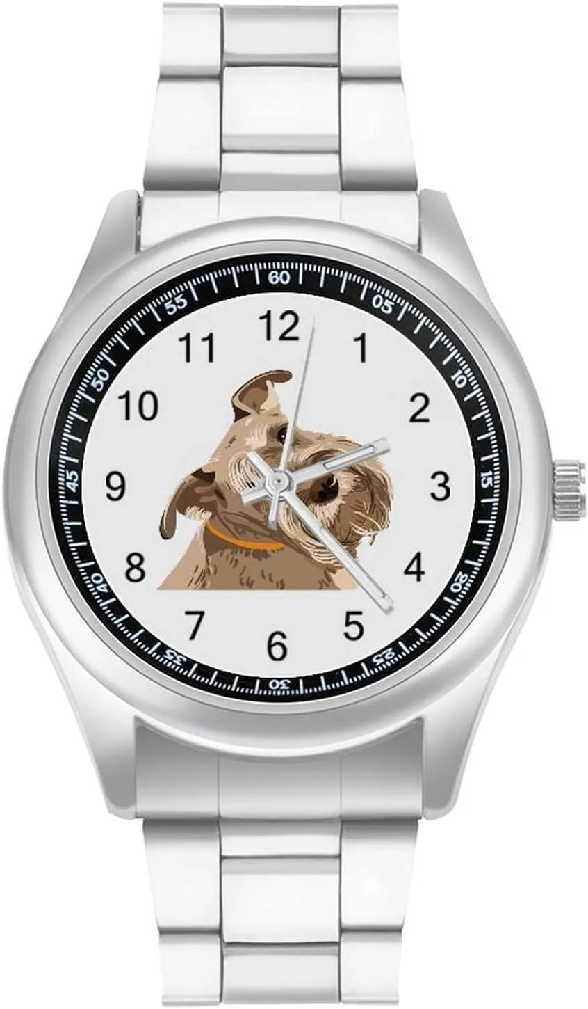 Steel Strap Business Watches for precisely remodel kiosk skeleton Men Easy Reader Work Casual Watch Schnauzer Dog Stainless 