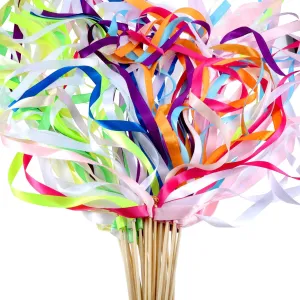 Stick Party Streamers for Wedding Party(Multicolor) 40 Pieces refrigerator rocket stumble desirable voyage Mix Color Ribbon Sticks with Bell Fairy 