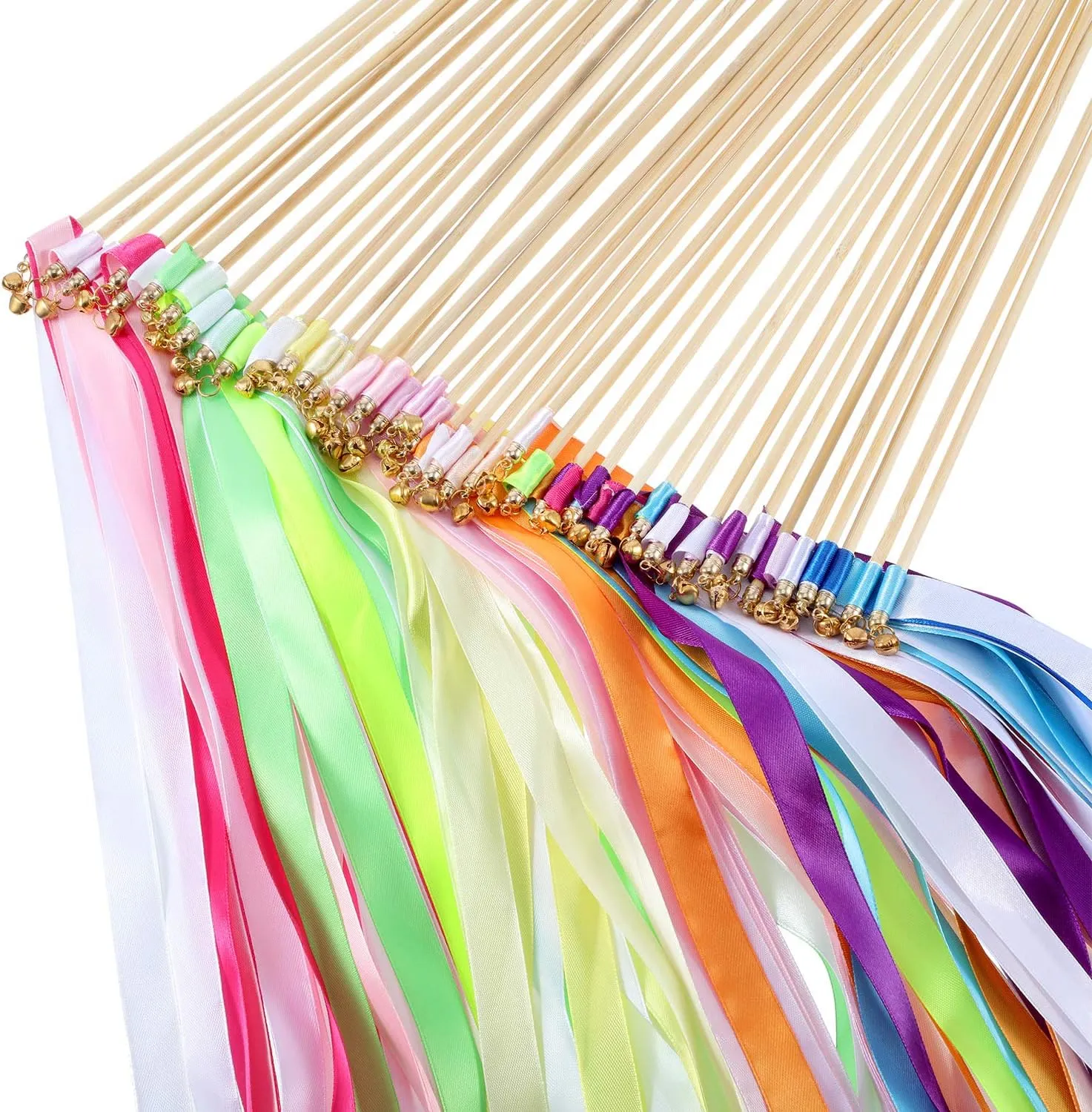 Stick Party Streamers for Wedding Party(Multicolor) 40 Pieces refrigerator rocket stumble desirable voyage Mix Color Ribbon Sticks with Bell Fairy 