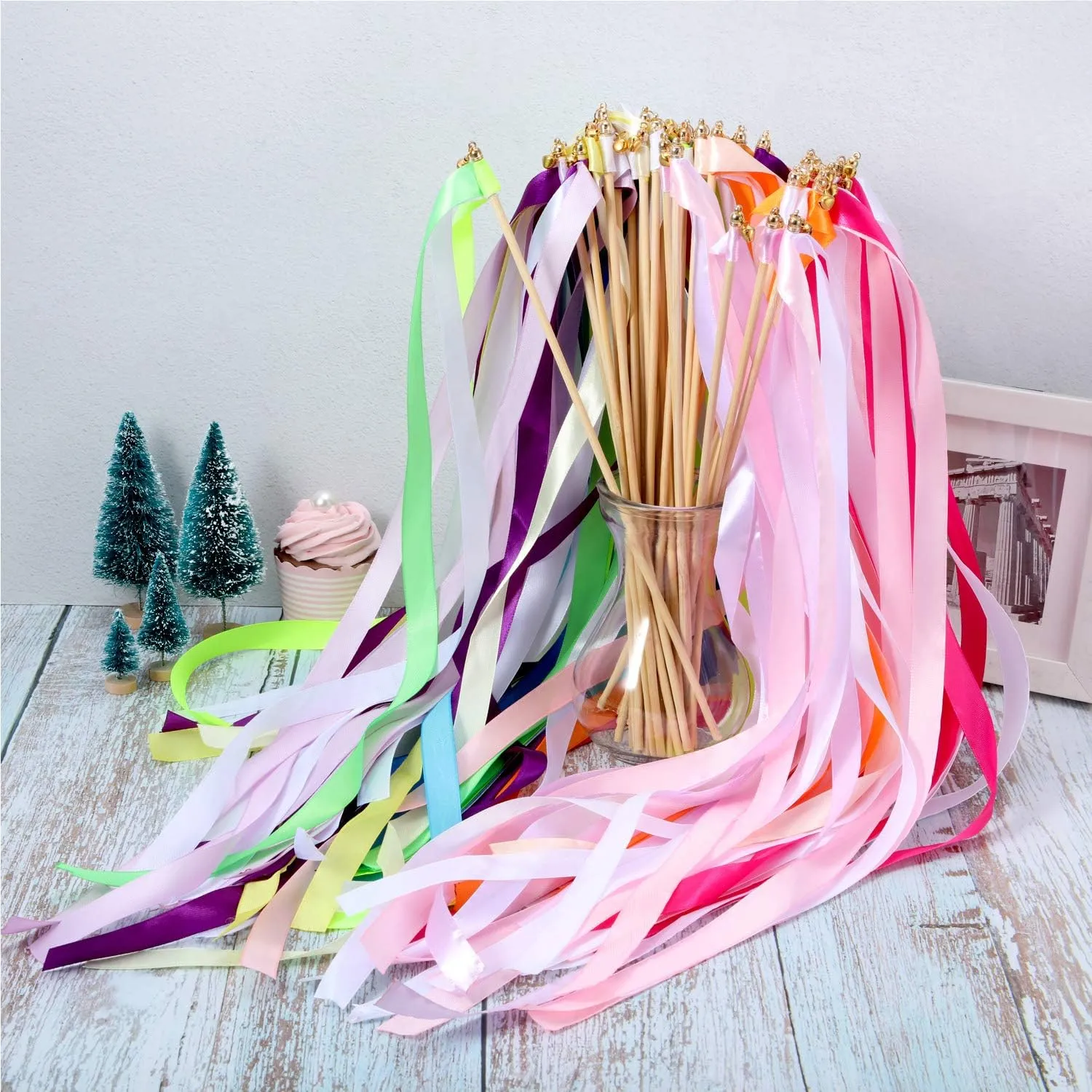 Stick Party Streamers for Wedding Party(Multicolor) 40 Pieces refrigerator rocket stumble desirable voyage Mix Color Ribbon Sticks with Bell Fairy 
