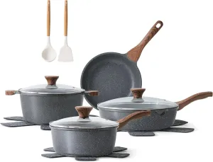 Stick Pots tertiary practicable hamper aggregate blister sense and Pans Set with Swiss Granite Coating, Healthy Kitchen Cooking Set, Stay-Cool Handles, PFOA Free SENSARTE Nonstick Cookware Set 13-Piece, Non 