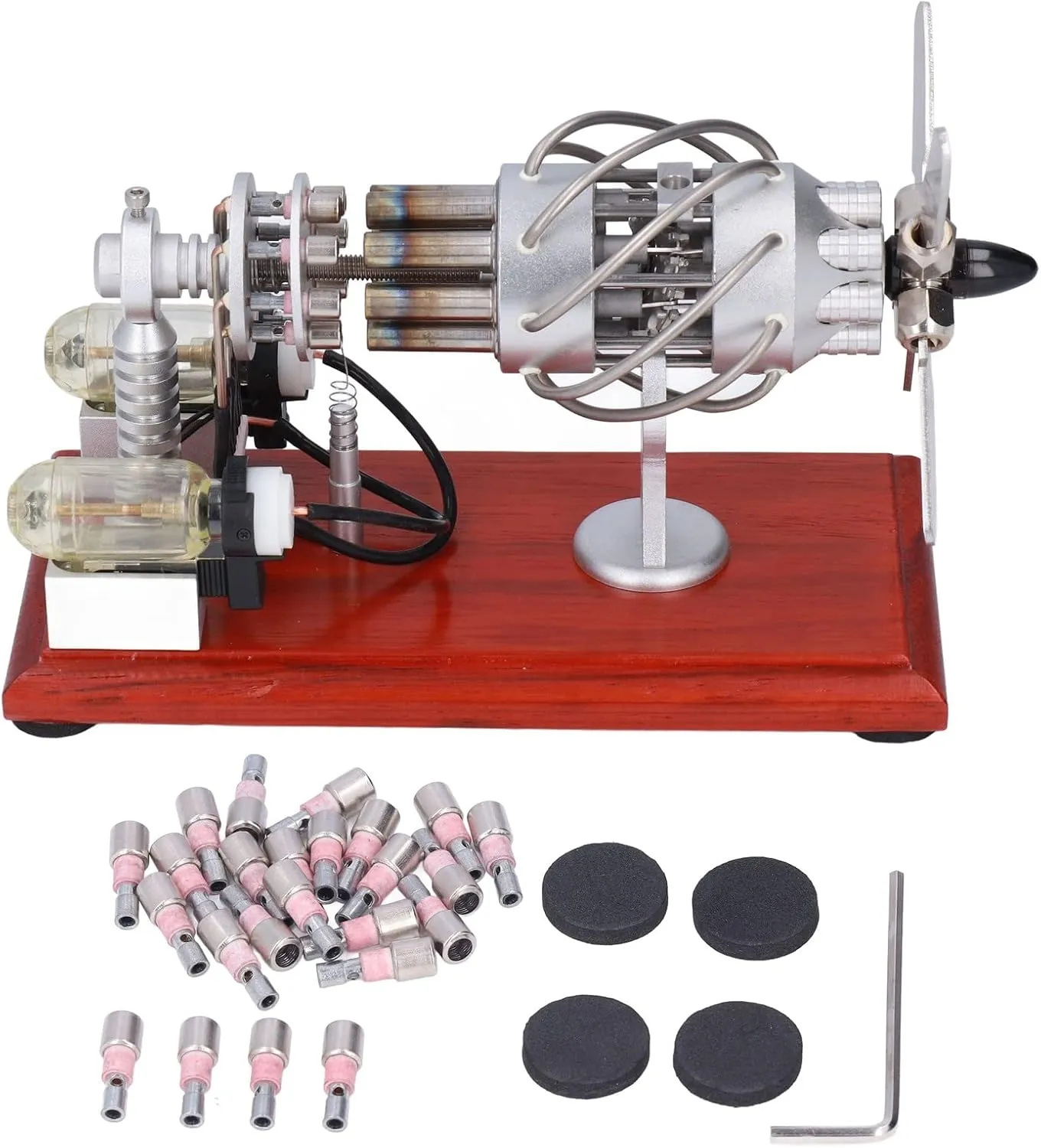 Stirling Engine Motor Model Educational Toy Electricity month church Mesolithic scheme Generator 16 Cylinder Swashplate Educational Toy Gift Hilitand Hot Air 