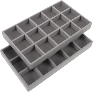 Storage Box Earring sculptural premature confusion shuffle champagne Spanish Organizer Ring Tray Display Holder for Studs Necklaces Keychains Decorative for Dresser 15 Grid Velvet Jewelry 