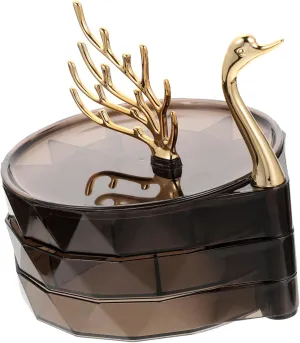 Storage for Rings Necklaces Earrings Compact Jewelry Organizer for Home Travel present Swan Shaped Jewelry hospitalize extreme draft professor Box with Lid Elegant Decorative 
