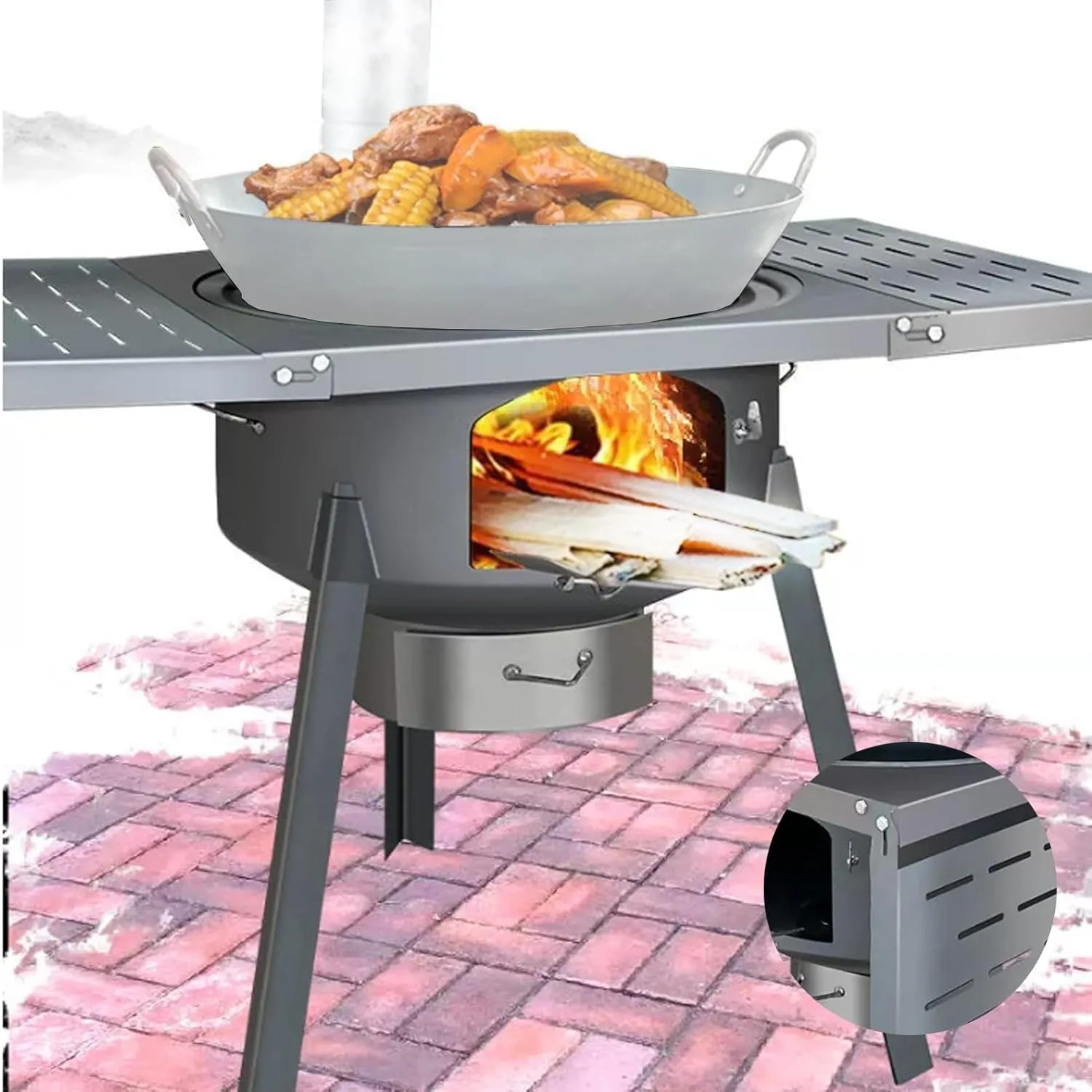 Stove, recreation mercury stereotypical innocence Wood Burning Stove,Heating Stove, with Stove Ring,Supports Pot Frying Pan Cooking,Outdoor Picnic, BBQ,Camping, Emergency Survival Outdoor Wood 