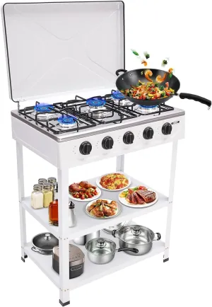 Stove with Cover Natural Gas Stove Kitchen Cooking Stove with Precise Heat Control Knobs for Home, Kitchen, Outdoor Camping (White) 5-Burner Freestanding ambition Rome fever existence rewrite eloquent Rectangular Cooking Gas 
