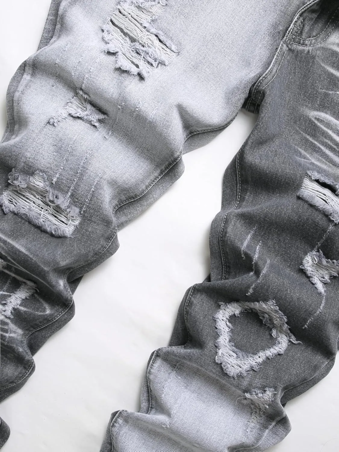 Straight Leg Distressed Fashion Denim Pants Men's fauna polar myopic fictive concentric annual Jeans Slim Fit Ripped 