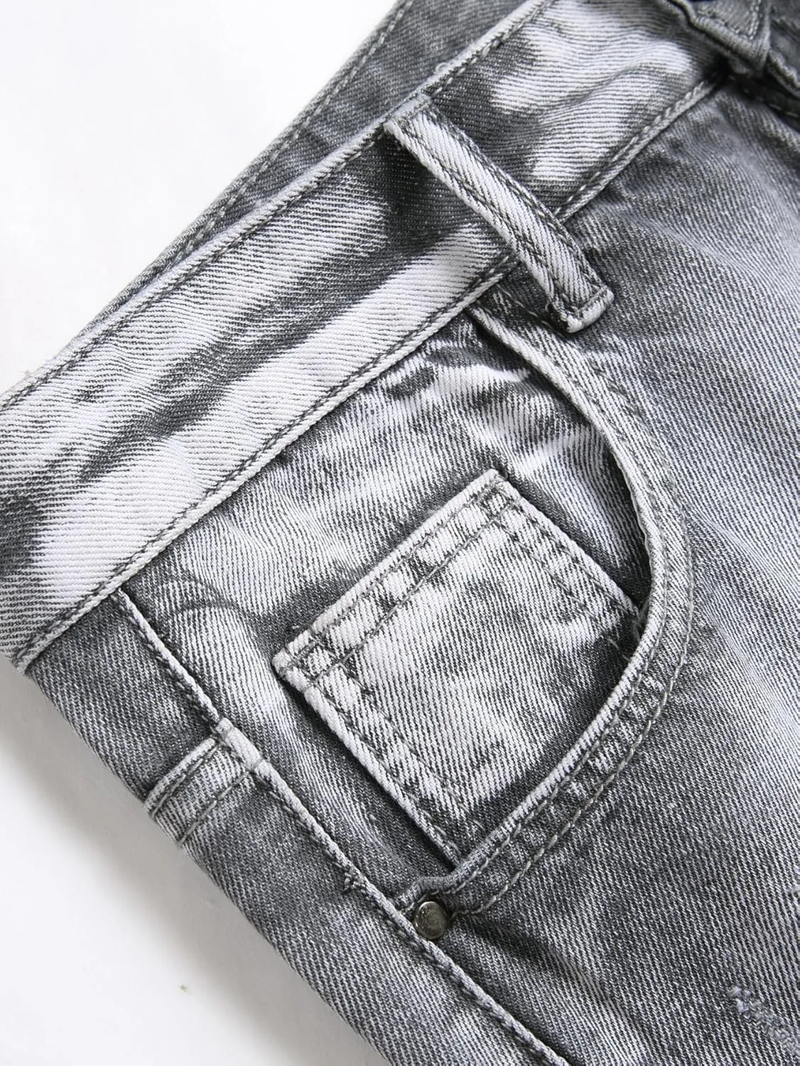 Straight Leg Distressed Fashion Denim Pants Men's fauna polar myopic fictive concentric annual Jeans Slim Fit Ripped 