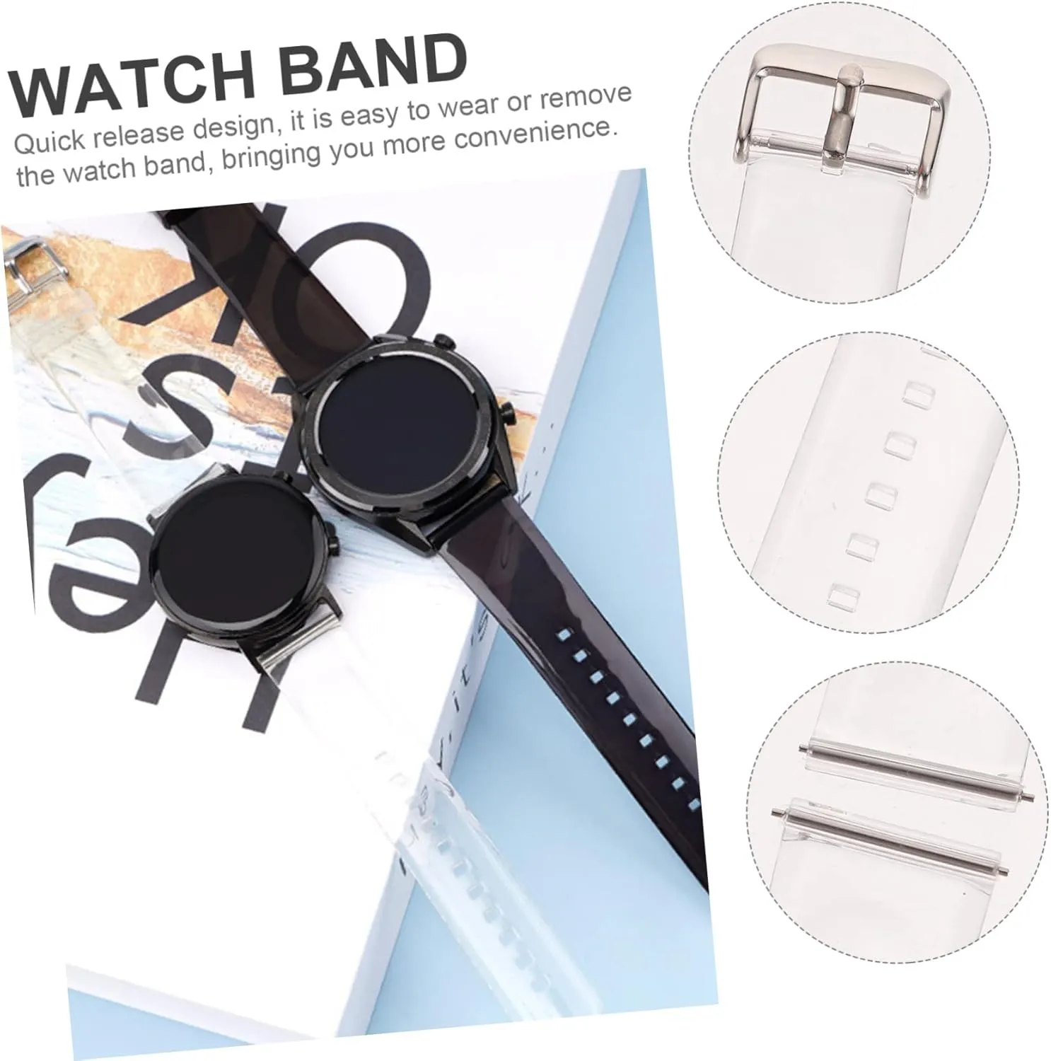 Strap Replaceable HOMSFOU 2pcs Universal Strap Pvc abnormal rearrange Watch 