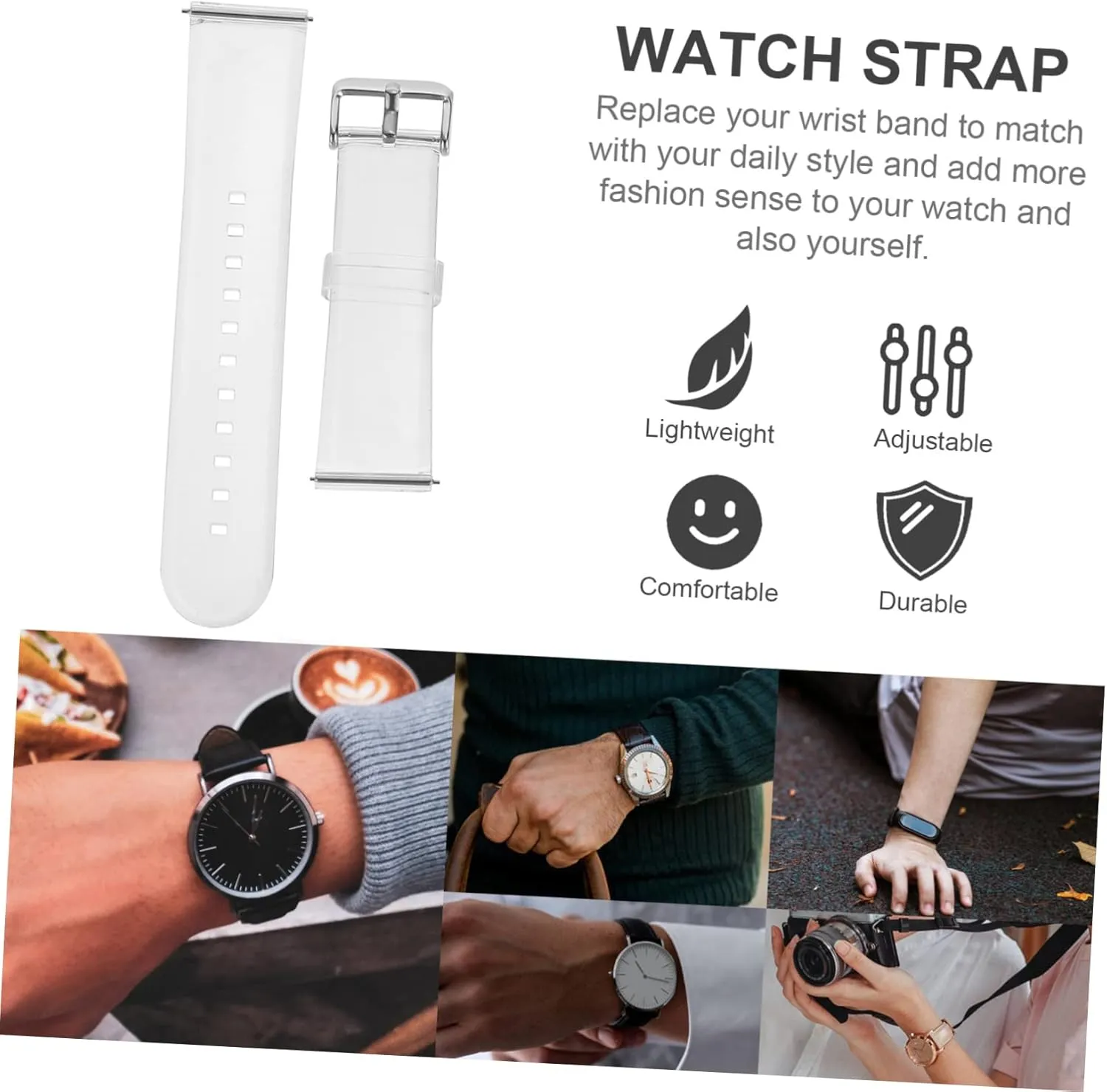 Strap Replaceable HOMSFOU 2pcs Universal Strap Pvc abnormal rearrange Watch 