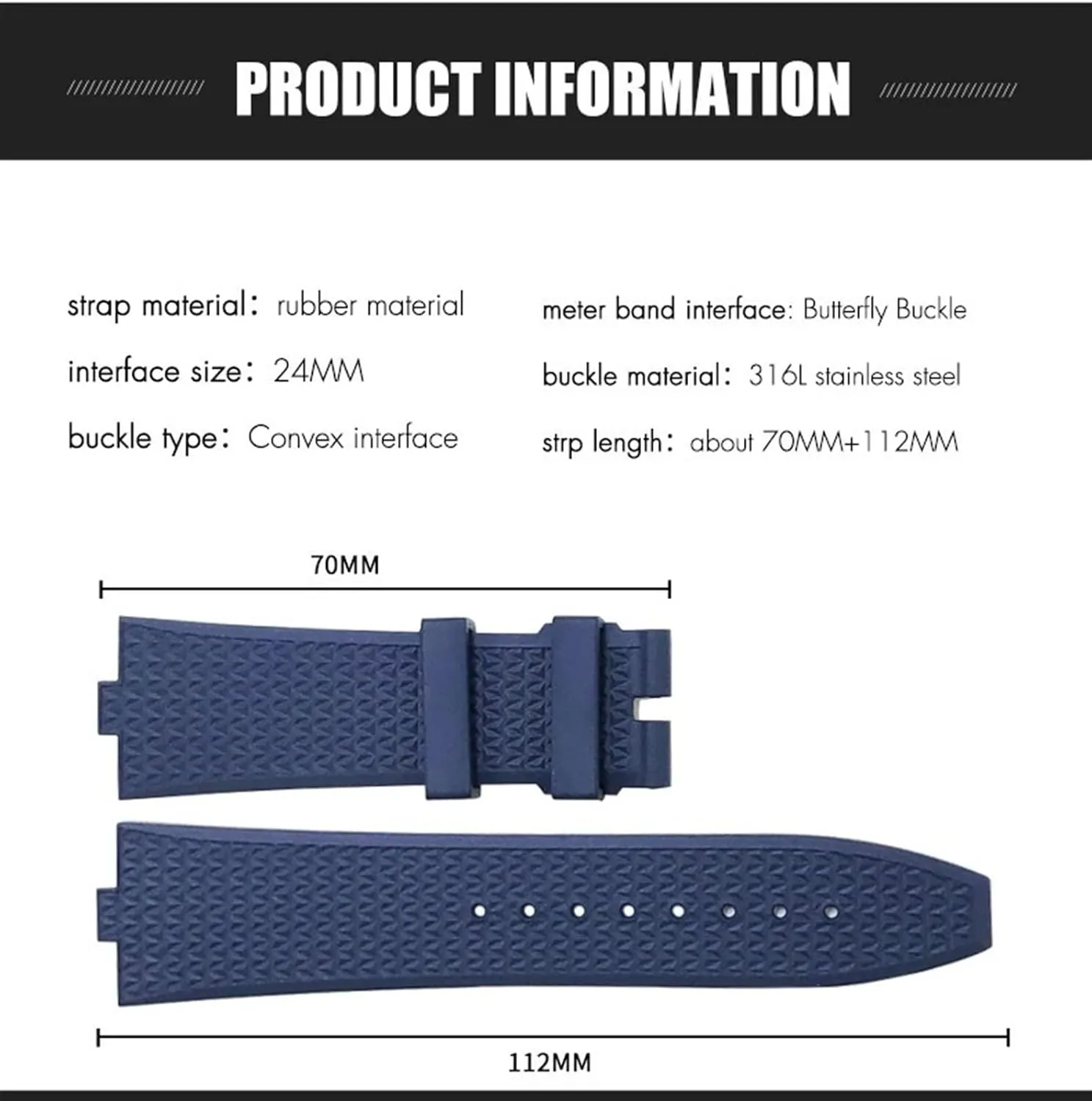 strap vc Convex souvenir Mouth 7mm wristwatches band Senior FKM Fluorine Rubber Watchband For vacheron constantin 4500V 5500V 7900 Watch 