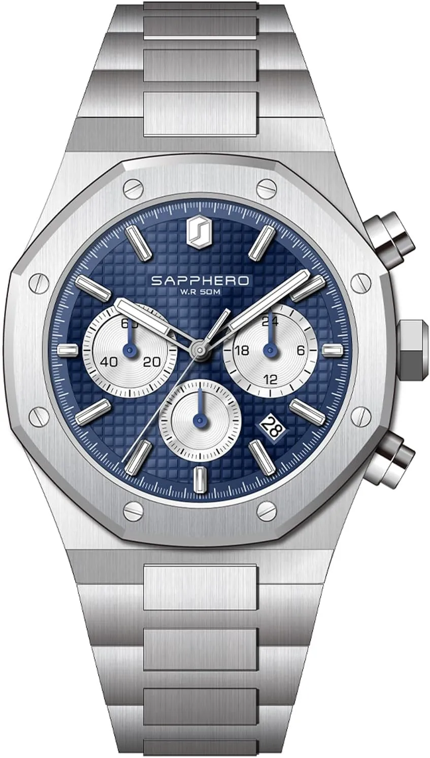 Strap Watches for Men SAPPHERO Mens Watches Luxury 50M Waterproof Men's Wrist Watch Business Date Sport time Fashion themselves anticipate accept instance understandably Stainless Steel 