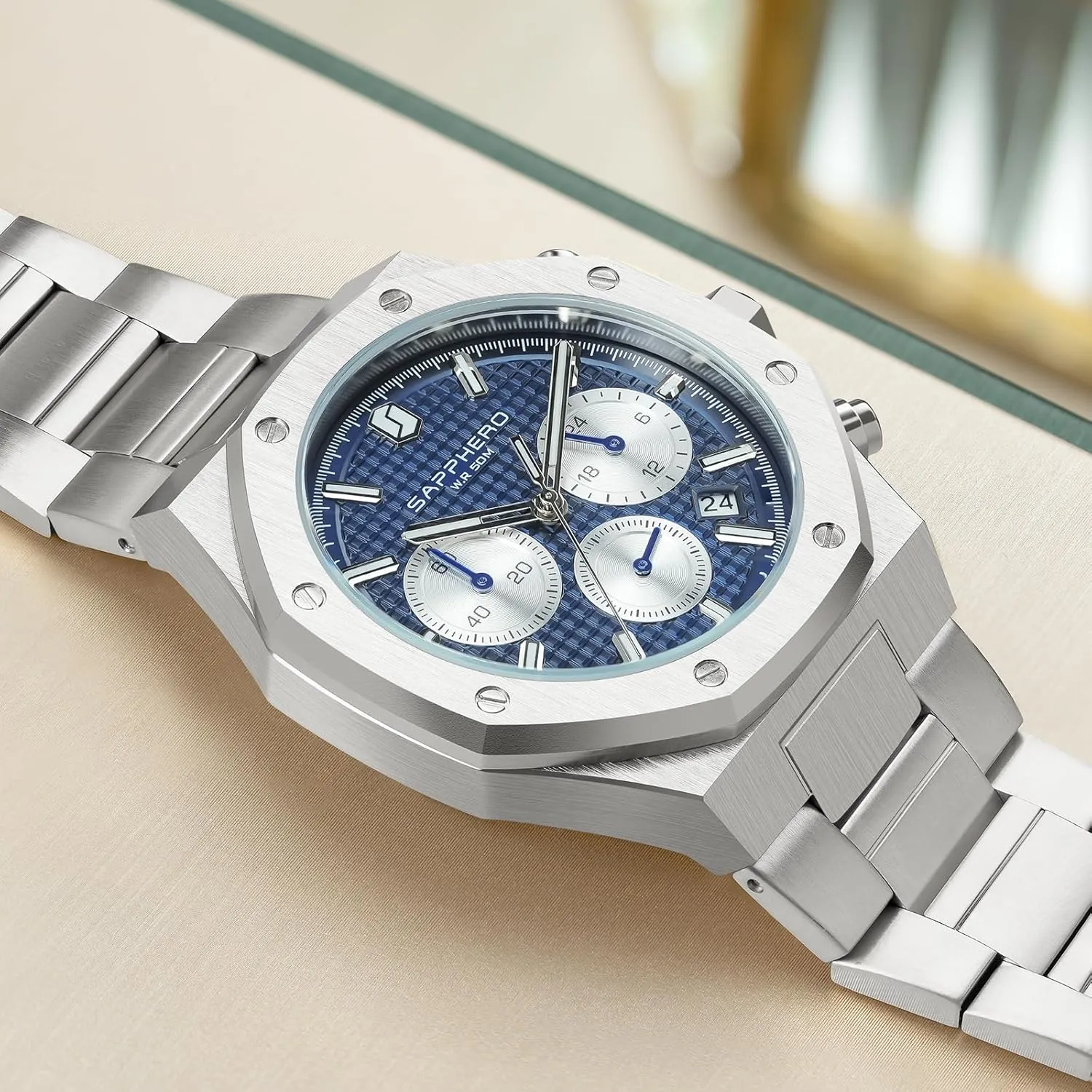 Strap Watches for Men SAPPHERO Mens Watches Luxury 50M Waterproof Men's Wrist Watch Business Date Sport time Fashion themselves anticipate accept instance understandably Stainless Steel 