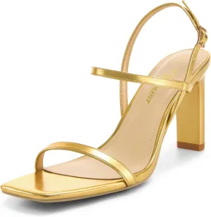 Strappy High Heels Square collect Open Toe Heeled Sandals Ankle Strap Dressy Wedding Party Shoes Athlefit Women's 