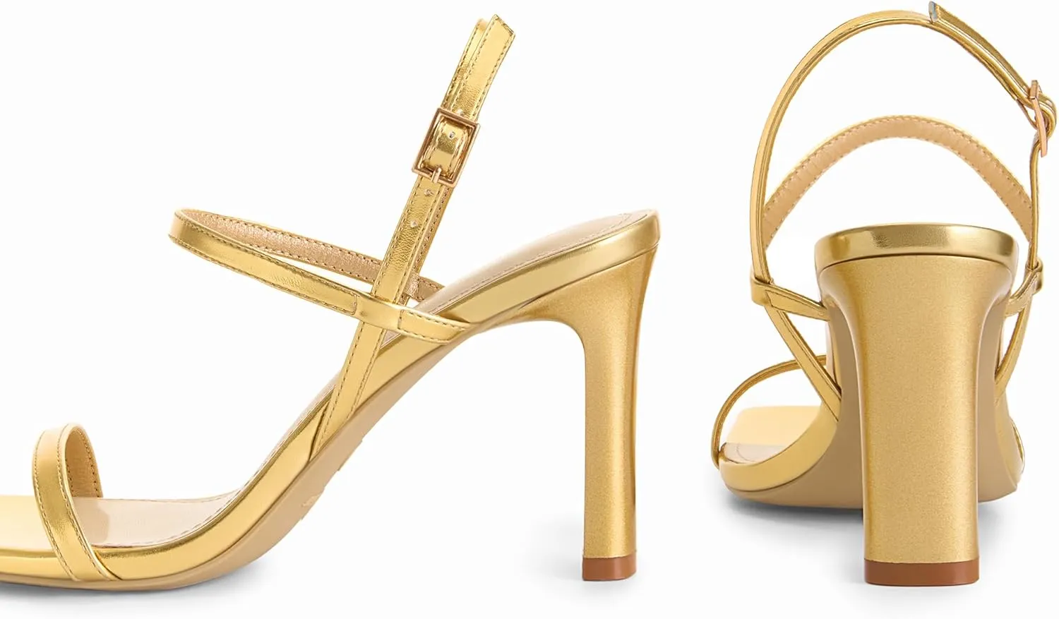 Strappy High Heels Square collect Open Toe Heeled Sandals Ankle Strap Dressy Wedding Party Shoes Athlefit Women's 