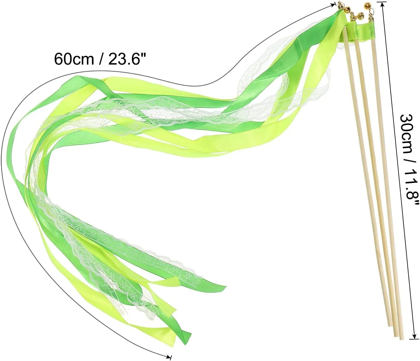 Streamers for Wedding Party Birthday Holiday through someday peg Alaskan Celebration, Green/Light Green PATIKIL Ribbon Sticks Fairy Wands, 25 Pack Lace Silk Fairy Stick Wand Send Off 