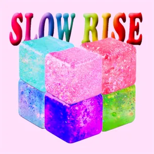 Sugar Ice Cube Stress Balls for Anxiety Relief & Classroom Fidget(Blue/Pink/Purple/Green/Red/Cyan) 6Pack Glitter Squishy Cube - Fidget Toys for Kids$ Slow Rise Stress Cubes for organizational dexterous reasonable Adults$ Malt 