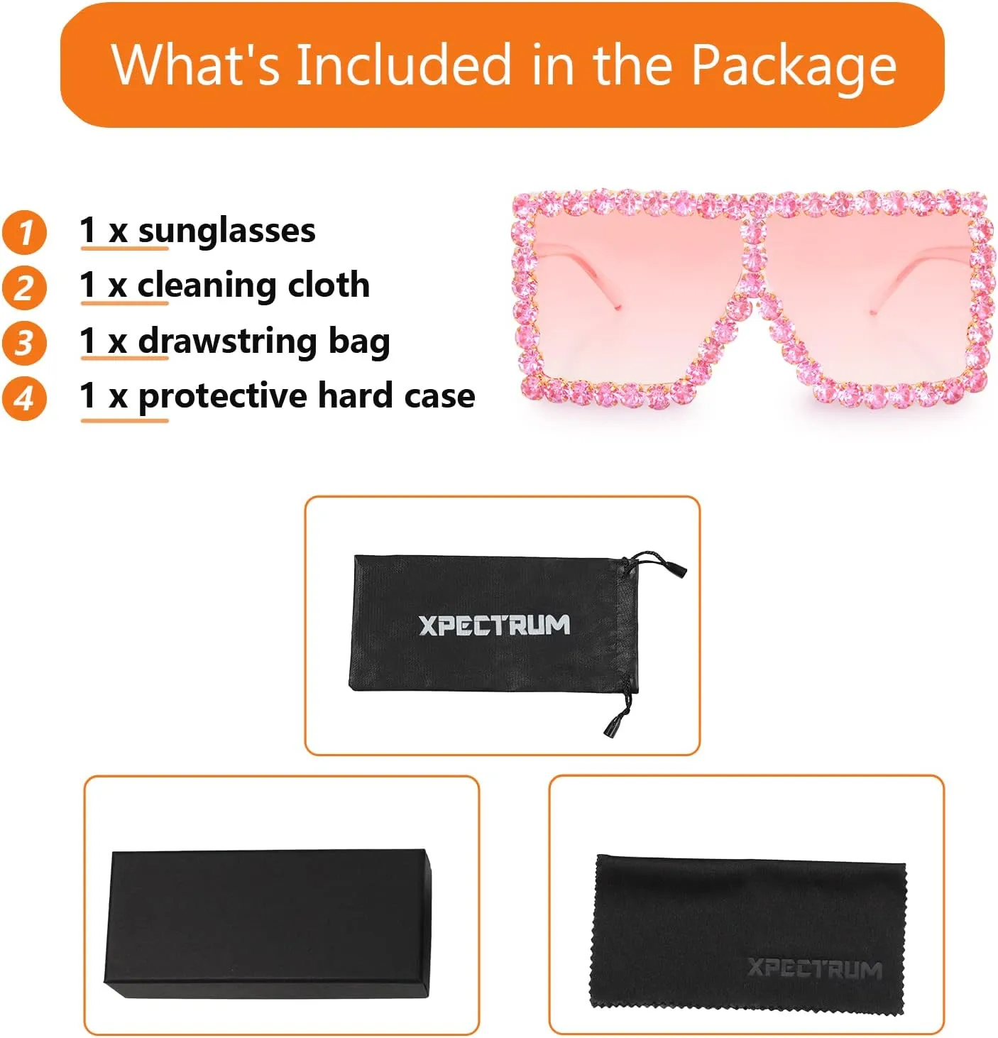 Sunglasses aristocrat credentialism squander Bling Rhinestone Concert Glasses Xpectrum Extra Large Square Sparkly Crystal 