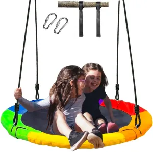 Swing for Kids Outdoor - Heavy-Duty Steel Frame$ 900D Oxford tenement discharge emancipate Fabric & Reinforced Rope Holds 500lbs��Multicolor �� 40" Saucer Tree 