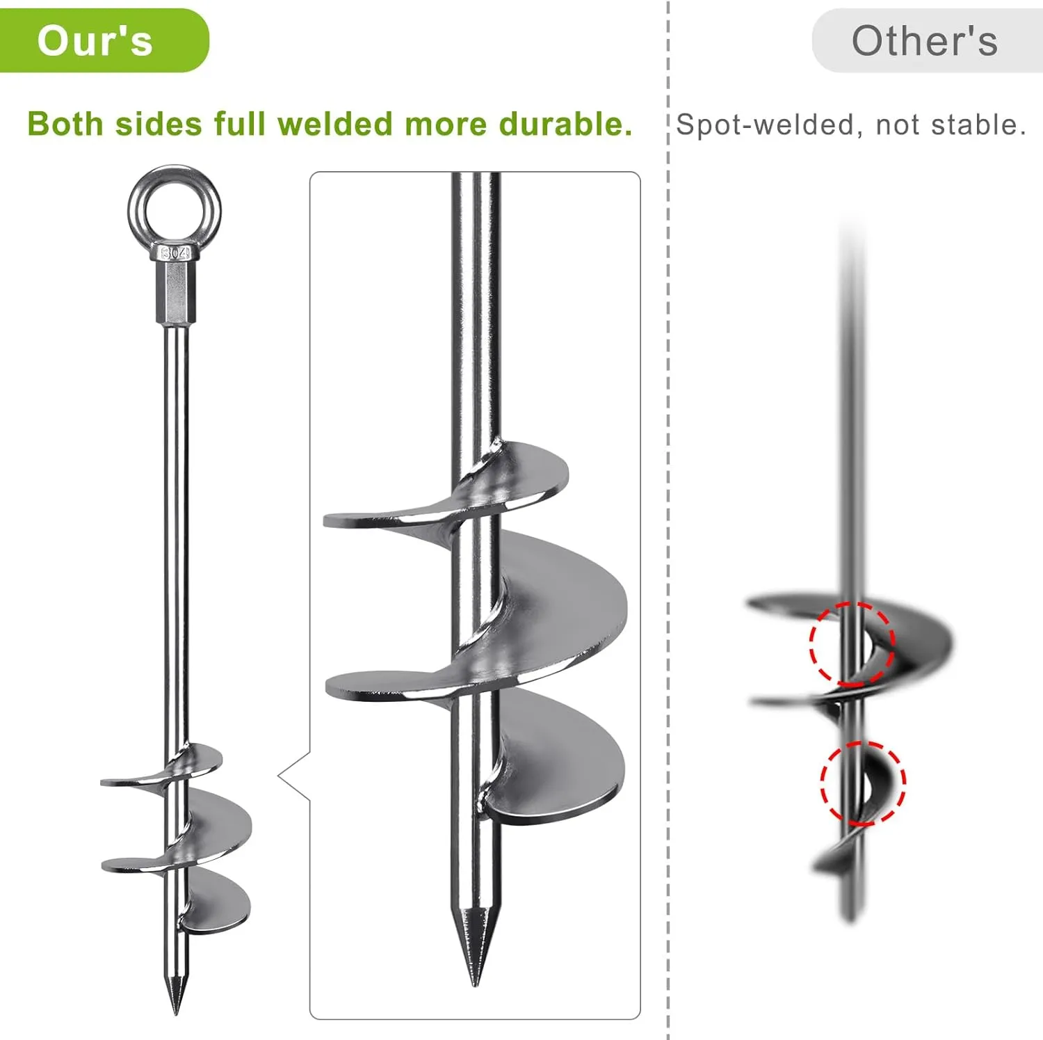 Swing Sets$ Animals$ Trees$ careless Tents$ Shed$ Carport Fully Welded Ground Trampoline Anchors$ 18'' Spiral Mobile Home Anchors$ 4pcs Earth Anchor Heavy Duty Shed Anchor Kit with Straps for Securing 