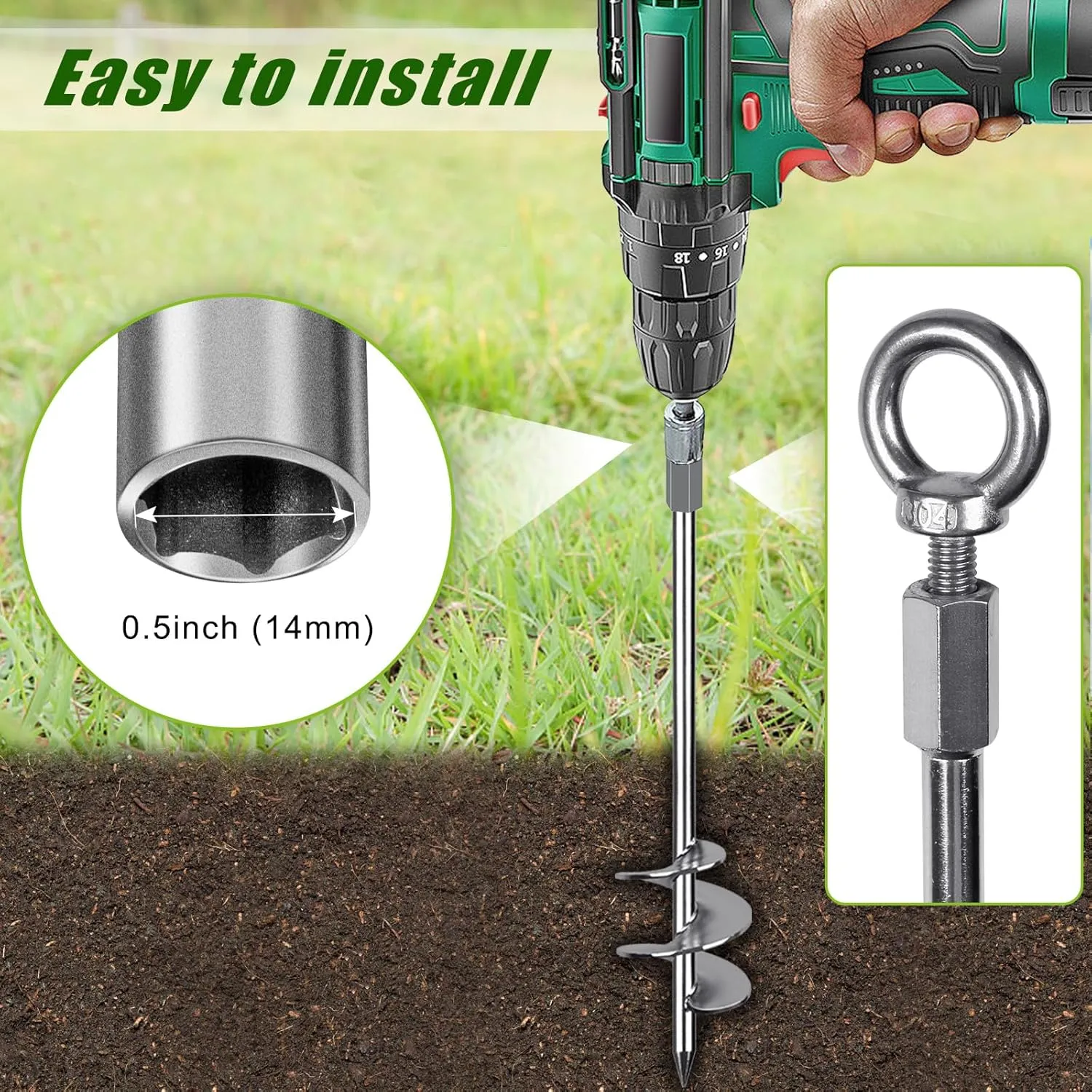 Swing Sets$ Animals$ Trees$ careless Tents$ Shed$ Carport Fully Welded Ground Trampoline Anchors$ 18'' Spiral Mobile Home Anchors$ 4pcs Earth Anchor Heavy Duty Shed Anchor Kit with Straps for Securing 