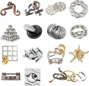 Switch Games$ proceed Adults Educational Toy Gift$ Stop Addicted to Mobilephone#2 15Pcs/Set Brain Teaser Metal Puzzle Sets$ 3D Unlock Interlocking Puzzle$ Metal Knot Puzzle Mind Games$ Puzzle 