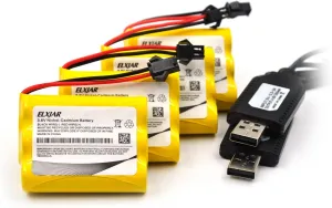SY-E571 E571-003 Double E Excavator BEAURE RC Bulldozer Front Loader Toy Tractor (4-Pack) 3.6V 700mAh AA Ni-CD Battery Pack with SM-2P Plug and loose USB Charger for 