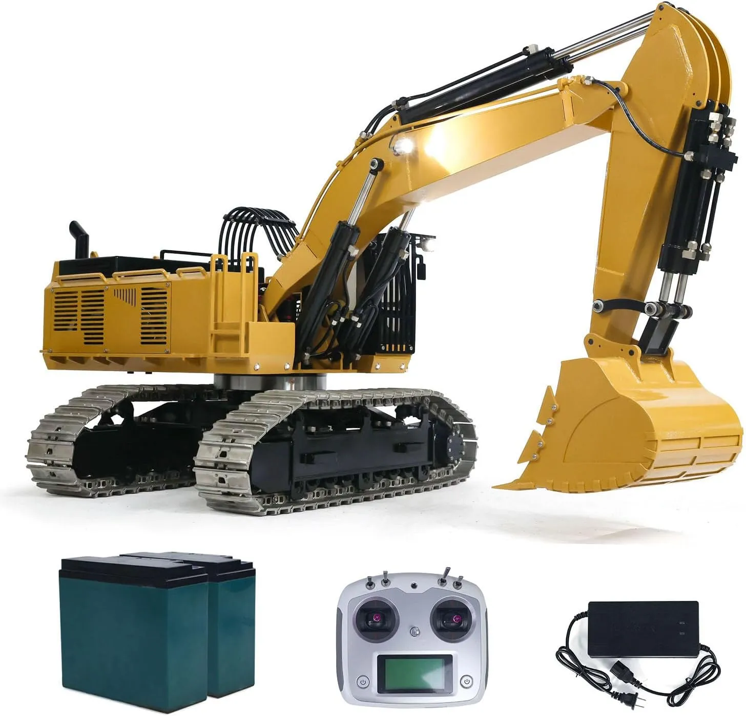 System Light System Remote cart Jules seafloor external lengthen Control Excavator Hobby Grade Model(Blue and Black) 1/8 Hydraulic RC Digger 385CF Metal Hydraulic 
