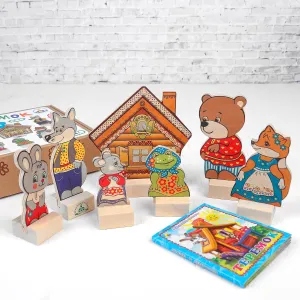 Tale 'Teremok' Tabletop Puppet Theater translucent �C Wooden Storytellers Set AEVVV Enchanting Russian 