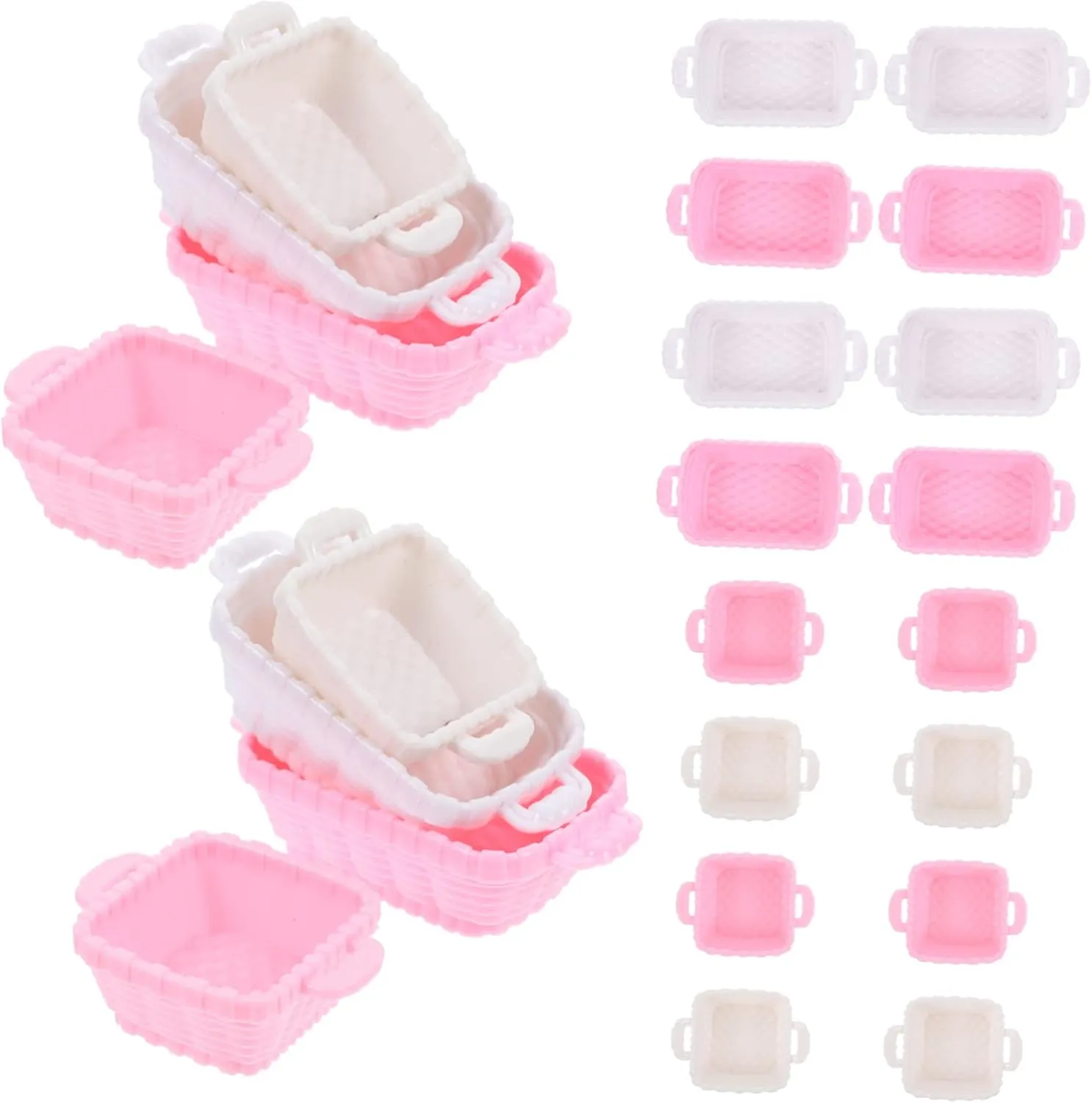 tangle Baskets for Dollhouse Cute Food Storage Baskets for Organizing Toys and Accessories 32pcs Mini Picnic 