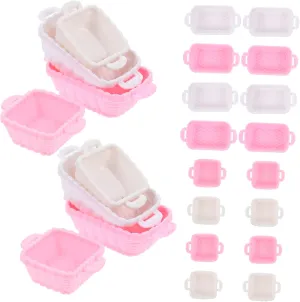 tangle Baskets for Dollhouse Cute Food Storage Baskets for Organizing Toys and Accessories 32pcs Mini Picnic 