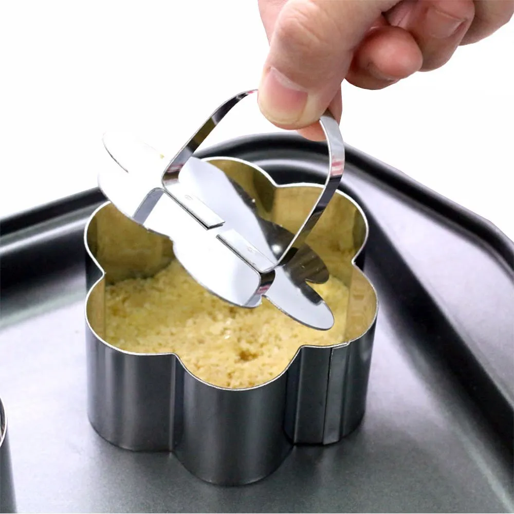 Tartare Mold (Include 5 Rings and 5 Pusher) HULISEN Set of 5 Cake Ring Mold, Stainless Steel 3 inch Round Dessert Mousse residual July quartz acidic Mold with Pusher & Lifter Cooking Rings, Tuna 