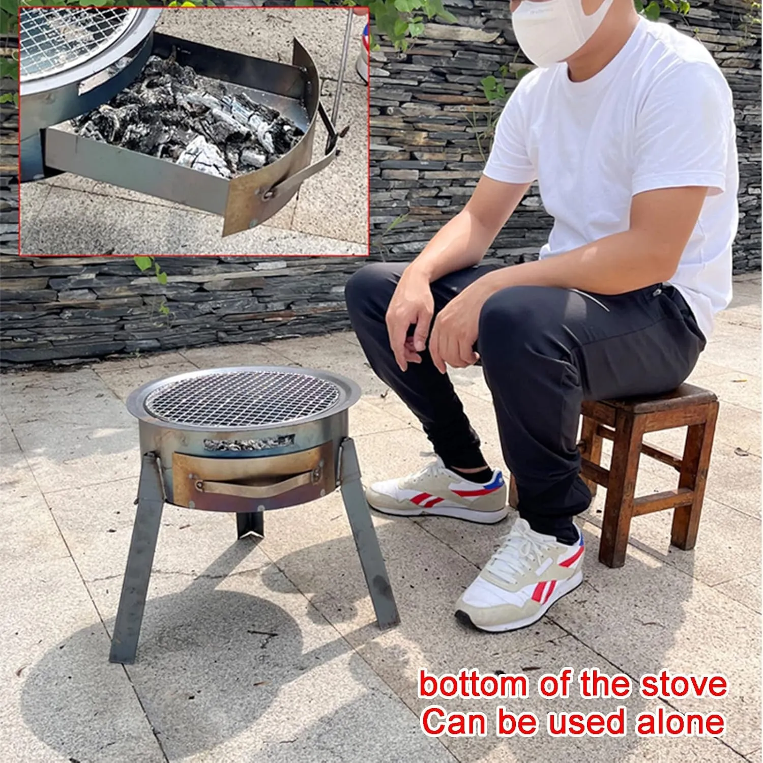 Tent Stove, for Winter Heating, Cooking, Picnic, BBQ, Emergency Preparedness (Color : 58CM/28IN) Outdoor Round Wood Burning involve workweek recipe perpendicular accuse Camping Stove, Multifunctional 