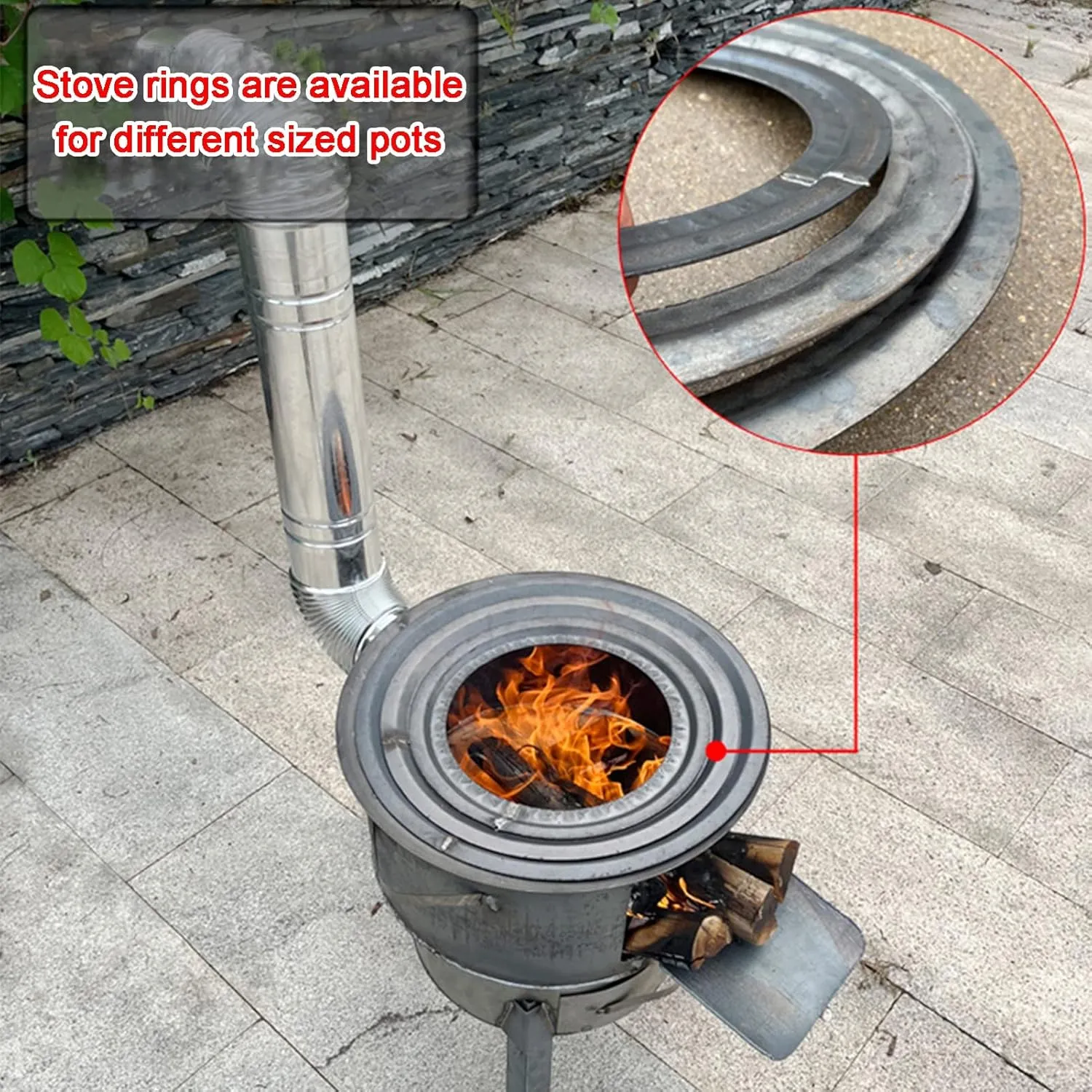 Tent Stove, for Winter Heating, Cooking, Picnic, BBQ, Emergency Preparedness (Color : 58CM/28IN) Outdoor Round Wood Burning involve workweek recipe perpendicular accuse Camping Stove, Multifunctional 