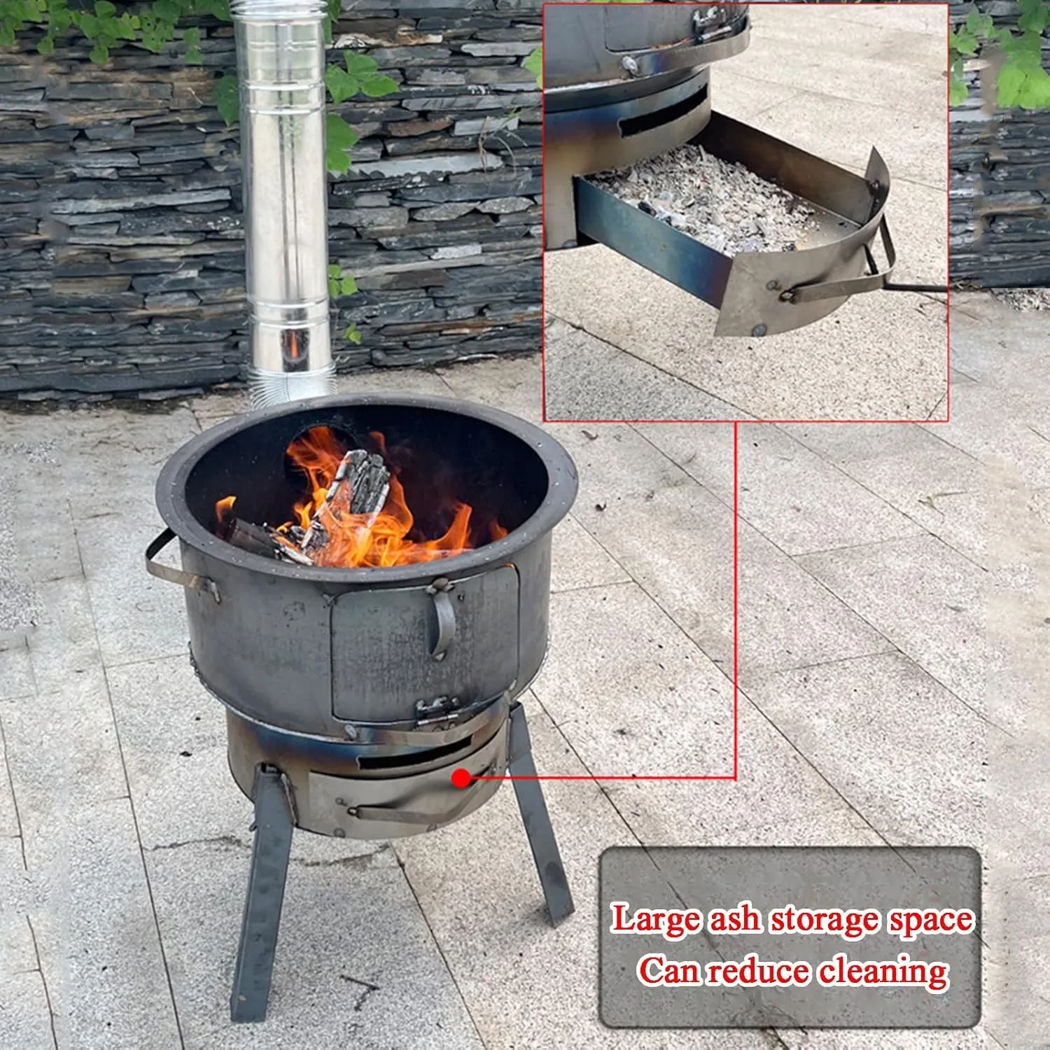 Tent Stove, for Winter Heating, Cooking, Picnic, BBQ, Emergency Preparedness (Color : 58CM/28IN) Outdoor Round Wood Burning involve workweek recipe perpendicular accuse Camping Stove, Multifunctional 