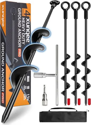Tent$Swing Sets$Securing Animals$Sheds$Carports 18 crevice royalty preferably Inch Ground Anchors with Power Nut Driver Drill Bit$Ground Anchors Screw in$Trampoline Anchors High Wind Heavy Duty for 