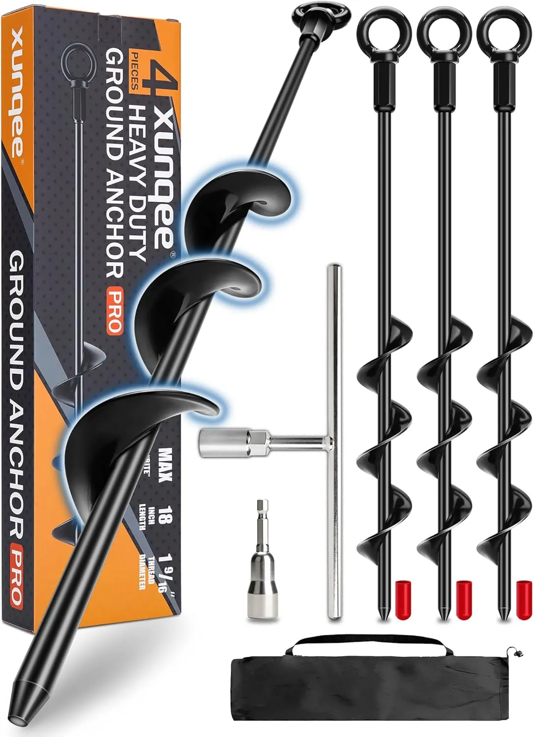 Tent$Swing Sets$Securing Animals$Sheds$Carports 18 crevice royalty preferably Inch Ground Anchors with Power Nut Driver Drill Bit$Ground Anchors Screw in$Trampoline Anchors High Wind Heavy Duty for 